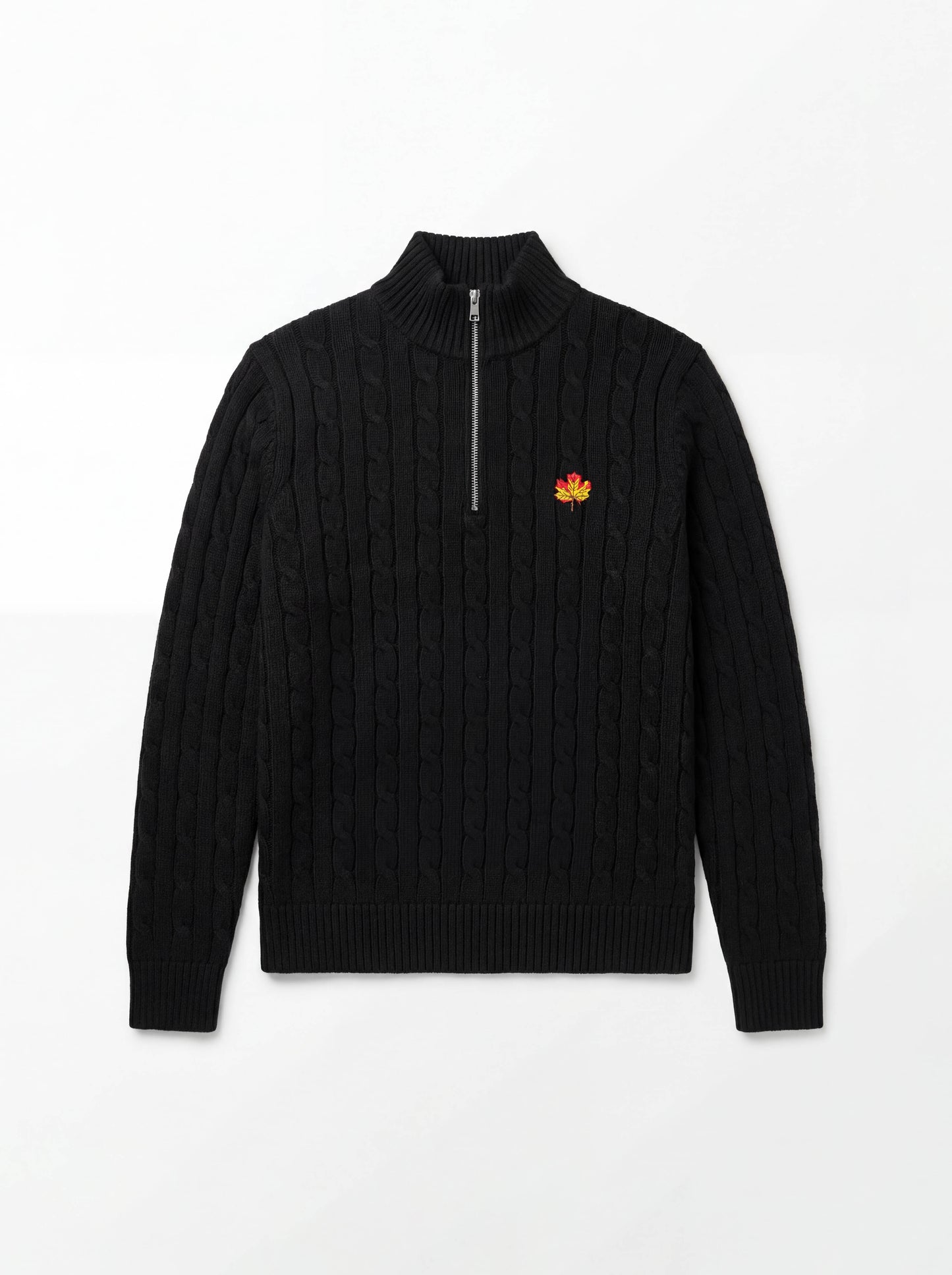 Hand Knitted Black Quarter Zip Sweater