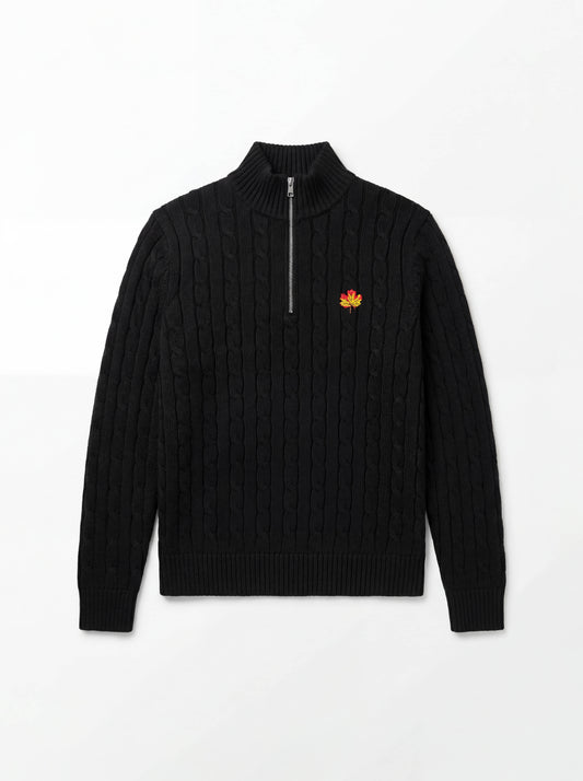 Hand Knitted Black Quarter Zip Sweater