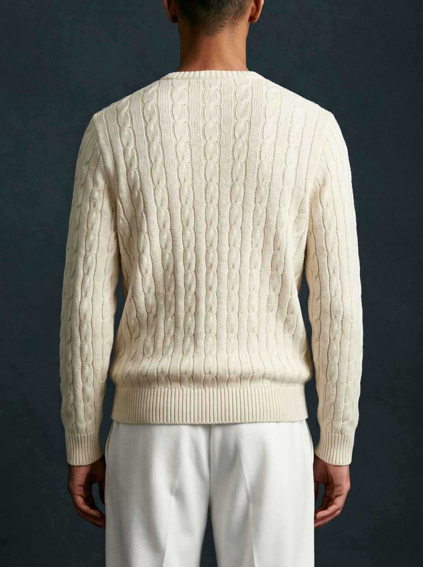Hand Knitted Cable Knit Sweater Cream