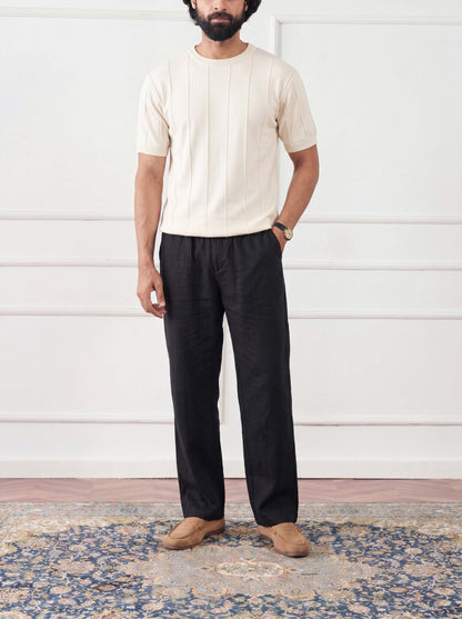 Ribbed Knit Tee Pristine Cream