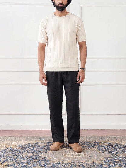 Ribbed Knit Tee Pristine Cream