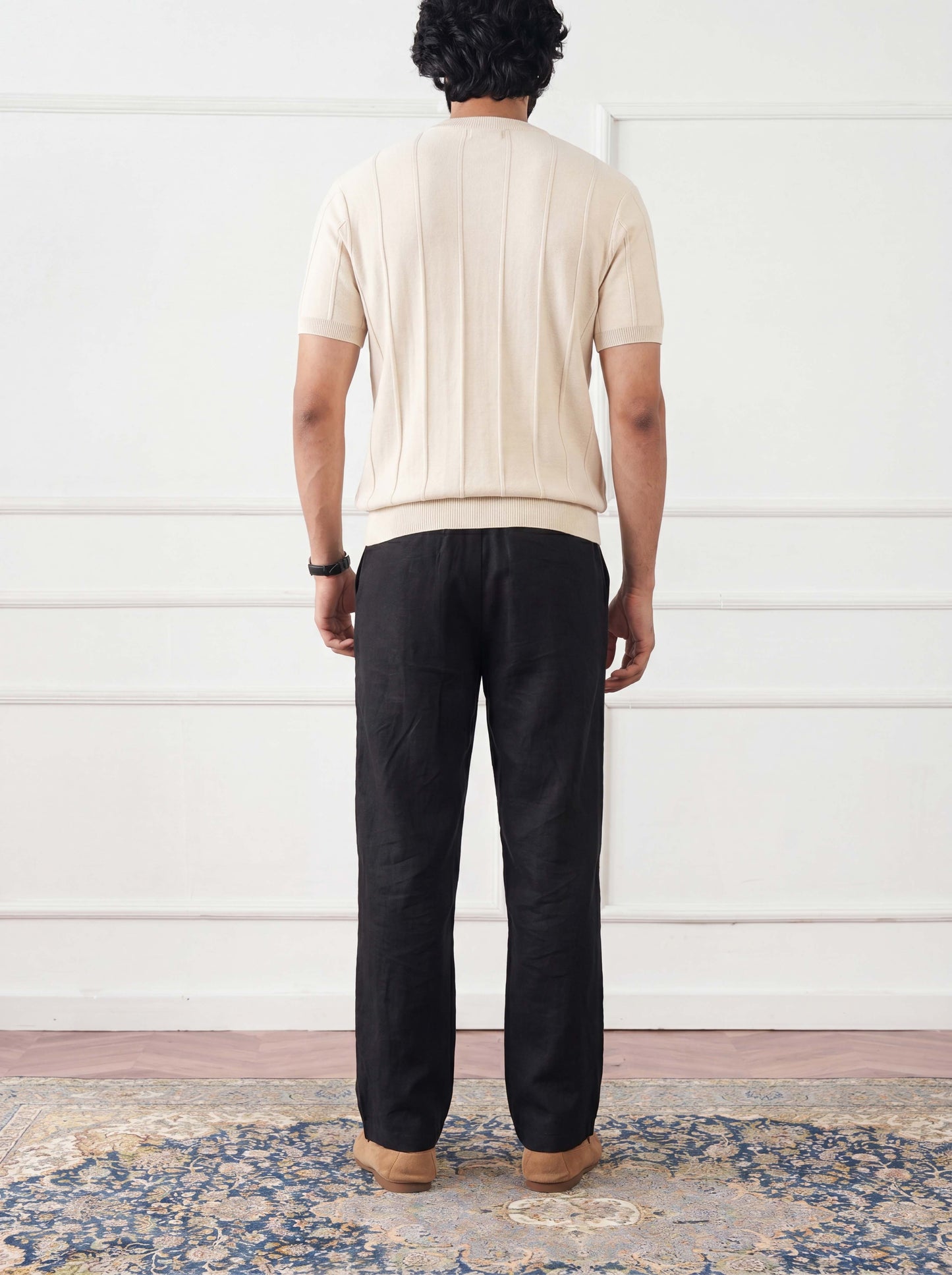 Ribbed Knit Tee Pristine Cream