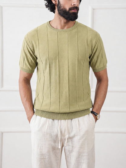 Ribbed Knit Tee Tarragon Sage